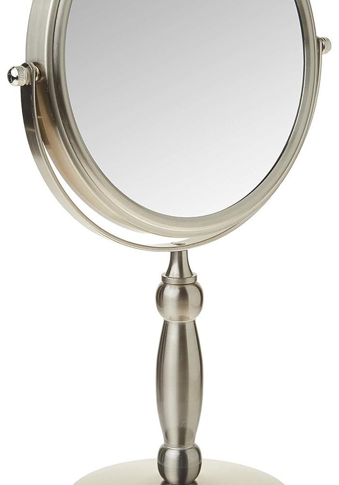 Upper Canada Floxite Dual-Sided Vanity Mirror with 1x and 15x Magnification in Brushed Nickel - Image 1